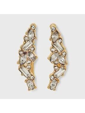 Sugarfix by BaubleBar Crystal Cluster Statement Earrings Gold NWT